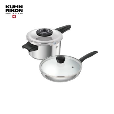 【Kuhn Rikon】瑞士典藏款壓力鍋3.5L+不鏽鋼平煎鍋20cm含蓋