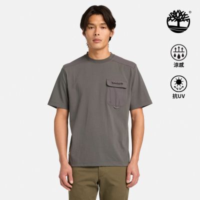 Timberland官方旗艦 男款黑色Timberchill短袖T恤|A2R8HW08