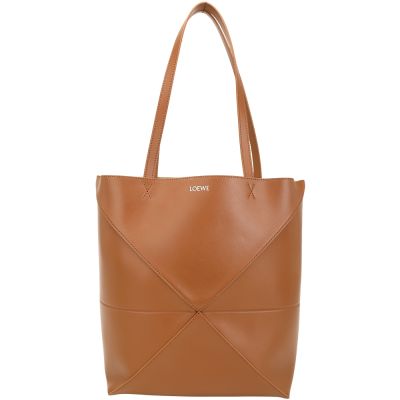 LOEWE 羅威 Puzzle 中號 切線可折疊小牛皮肩背拼圖托特包(松鼠棕)