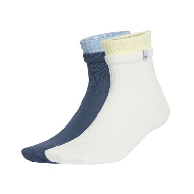 adidas 休閒襪 2L ANKL 米白 藍 雙層襪 中筒 短襪 襪子 愛迪達 2雙入 JC8621
