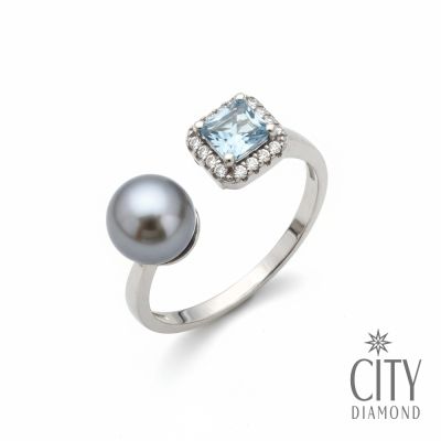 【City Diamond 引雅】網路獨家 日本純銀 AKOYA珍珠 6mm 水鑽鋯石 開口式 可調式 戒指(東京Yuki系列)
