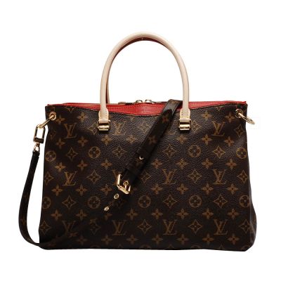 LOUIS VUITTON路易威登 LV M41175 Monogram Pallas拼接皮革手提/肩背包(櫻桃紅)