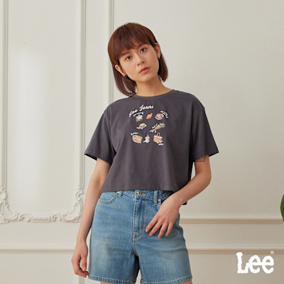 Lee 女款 季節性版型 LEE JEANS野餐風短版短袖圓領TEE 兩色｜Modern