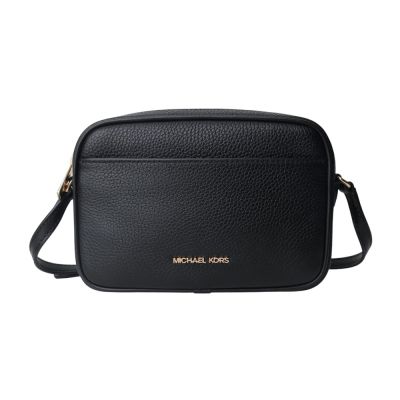 MICHAEL KORS 金字荔枝皮革mini斜背相機包(黑色)
