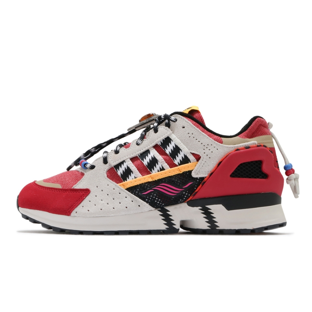adidas 休閒鞋ZX 10000 復古男鞋愛迪達三葉草民俗風異材質拼接灰