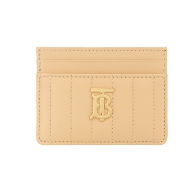BURBERRY 巴寶莉 Lola TB LOGO格紋絎縫羔羊皮卡片夾(金沙色)