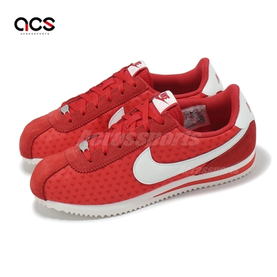 Nike 休閒鞋 Cortez GS 大童 女鞋 紅 情人節 阿甘鞋 復古 愛心 麂皮 HV5166-696
