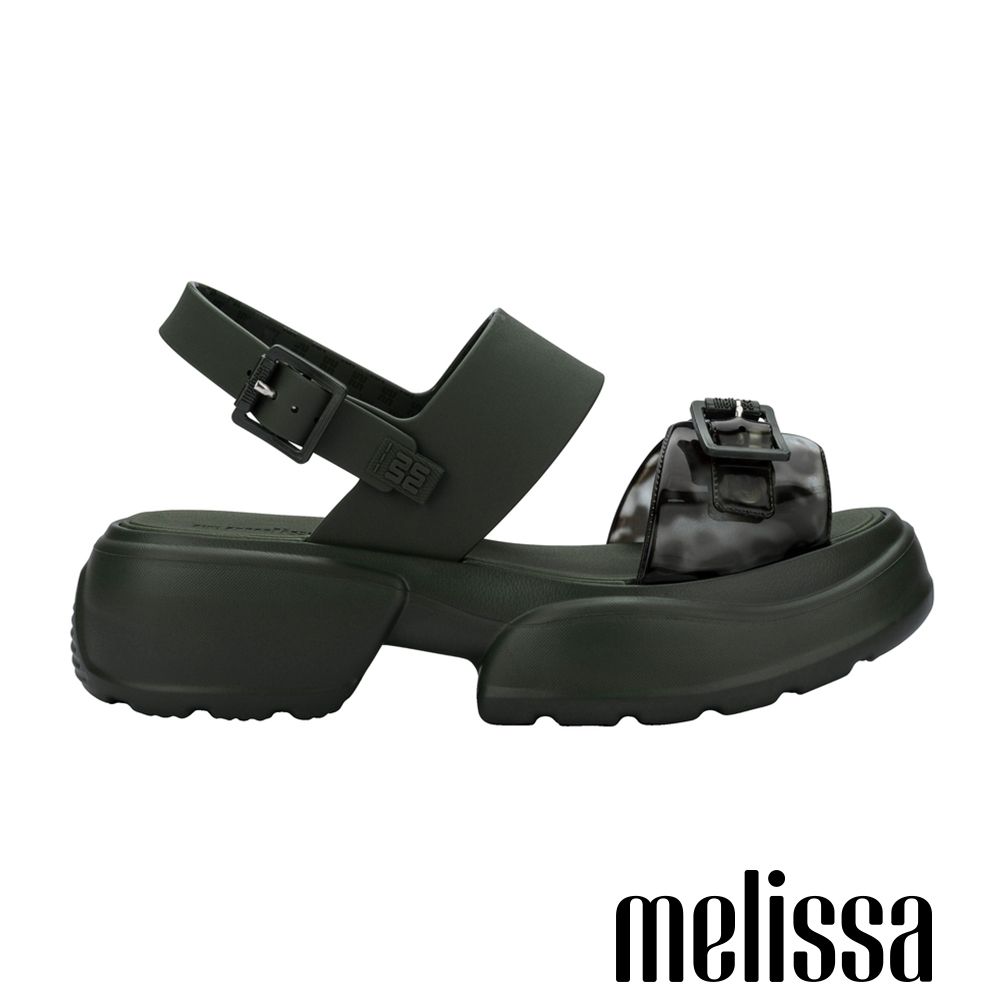 Melissa-寬雙帶厚底涼鞋-墨綠