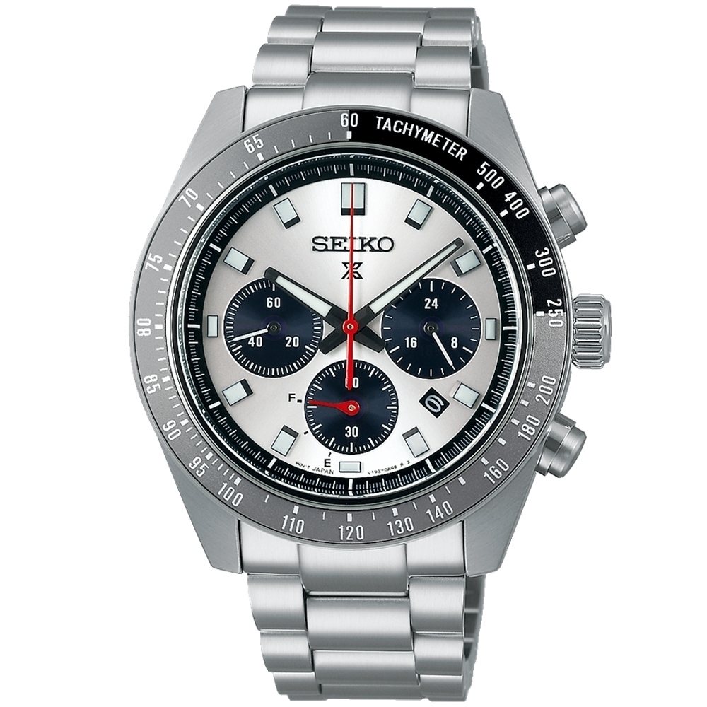 SEIKO 精工 Prospex SPEEDTIMER 熊貓錶 時尚三眼太陽能計時腕錶-男錶(SSC911P1)41.4mm