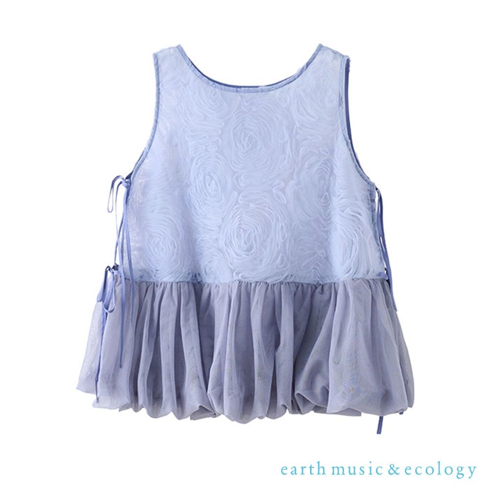 〔earth music〕透膚網紗無袖背心