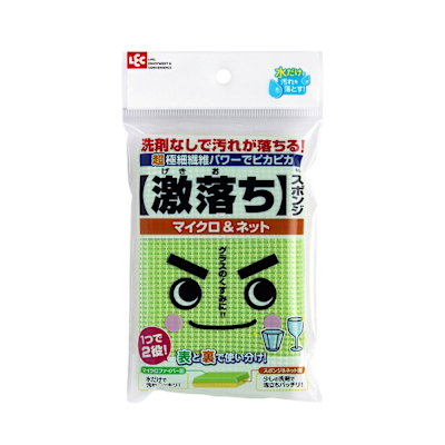 【日本LEC】【激落君】餐具用雙面清潔海綿(超極細纖維&網布)-1入
