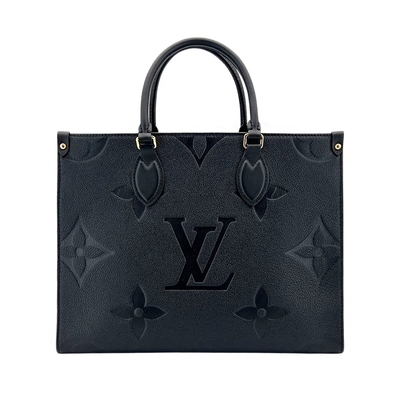 LOUIS VUITTON路易威登 Louis Vuitton OnTheGo MM 全皮手提肩背二用購物袋(M45595-黑)