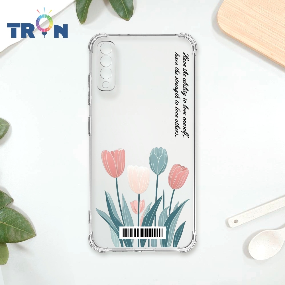 TRON 三星 A70 小清新花朵透明殼 四角防摔載具殼 軟殼 手機殼