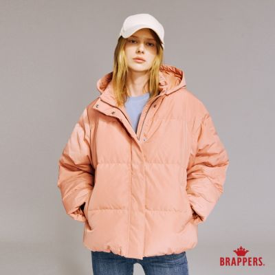 BRAPPERS 女款 寬鬆短版羽絨外套-粉橘