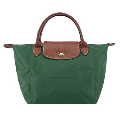 LONGCHAMP LE PLIAGE系列短把再生尼龍摺疊水餃包(小/英式綠)