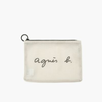 agnes b.Voyage  大款 網眼 多用途 收納包 米色