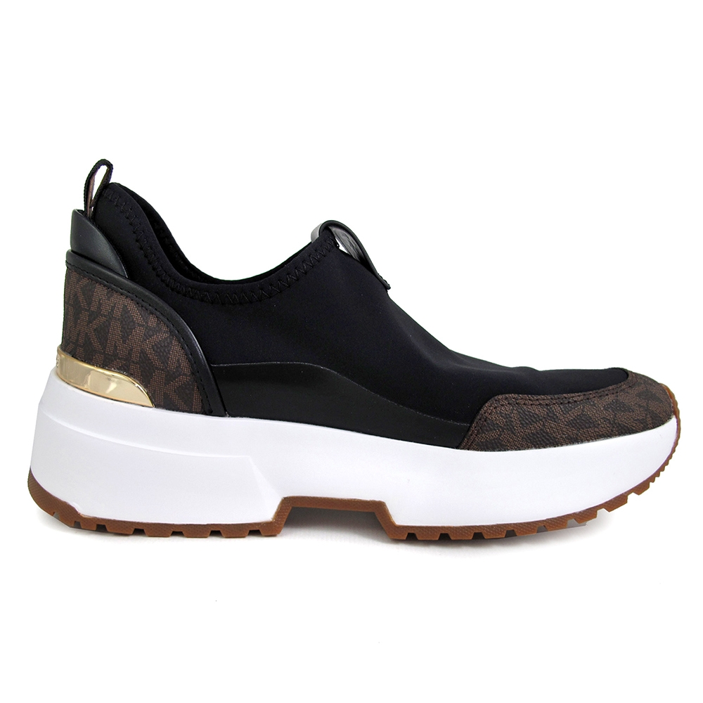 MICHAEL KORS Muse Slip On 圓標Logo異材質拼接懶人休閒球鞋(咖黑色
