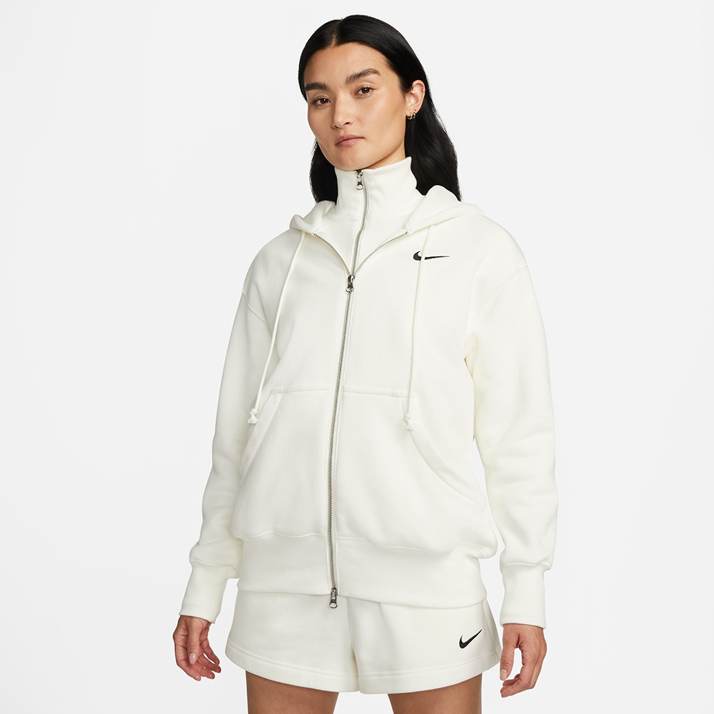 NIKE 外套女款連帽外套運動AS W NSW PHNX FLC FZ OS HOODIE 白DQ5759