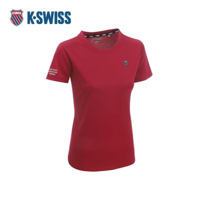 K-SWISS 排汗T恤 26SS PF TEE 13 W 吸濕排汗 短上衣 女短袖上衣 紅色 1913705-600