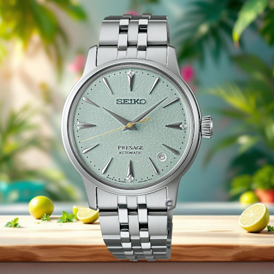 SEIKO 精工 Presage Cocktail Time Frozen Mojito’鑽石機械腕錶-34mm 4R35-06S0G.SRPL63J1 SK040