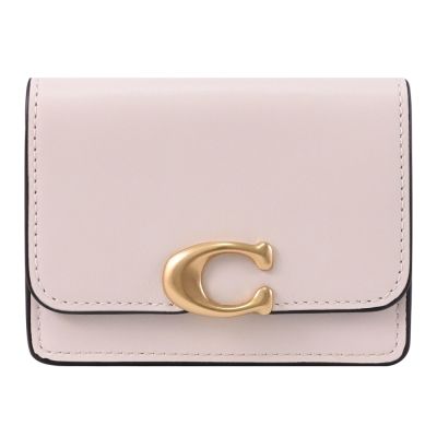 COACH 經典LOGO滑面皮革零錢卡包(米白)