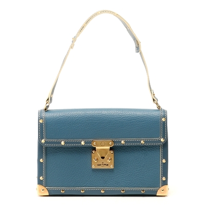 LOUIS VUITTON路易威登 【Louis Vuitton 路易威登 】M92848 經典限量suhali Emerble山羊皮鉚釘藍色肩背包(絕版展示品)