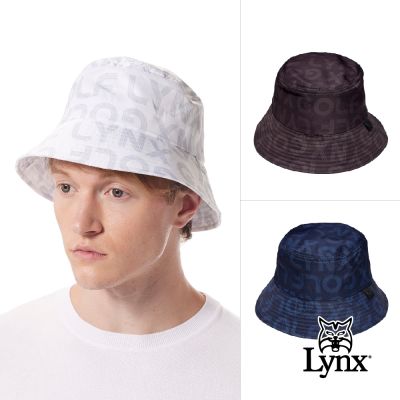 【Lynx Golf】男款防潑水潮流百搭LOGO字樣山貓夾標遮陽時尚筒帽不可調漁夫帽(三色)
