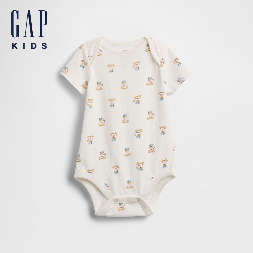 【GAP】嬰兒First Favorites有機棉包屁衣-白色(898582) (白色)