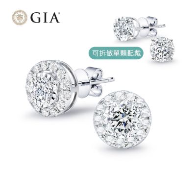 King Star GIA 60分/D/VVS2 天然鑽石耳環 雙用設計款(3Excellent極優 八心八箭)
