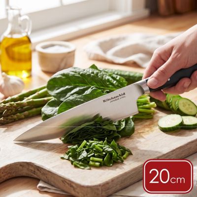 《KitchenAid》美國 Gourmet附套不鏽鋼主廚刀(黑20cm) | 萬用廚刀