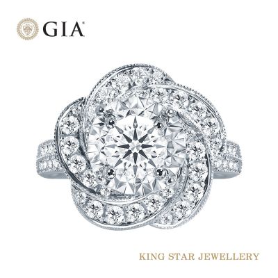 King Star GIA 一克拉 Dcolor 18K金 天然鑽石戒指 絢麗(3 克拉視覺效果)