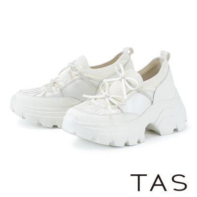 TAS 甜美造型蝴蝶結厚底休閒鞋 白色