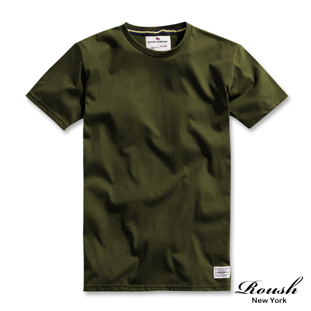 Roush 水洗棉素面圓領短TEE(611002) (軍綠)