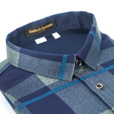 金安德森 藍色巨格加絨保暖窄版長袖襯衫