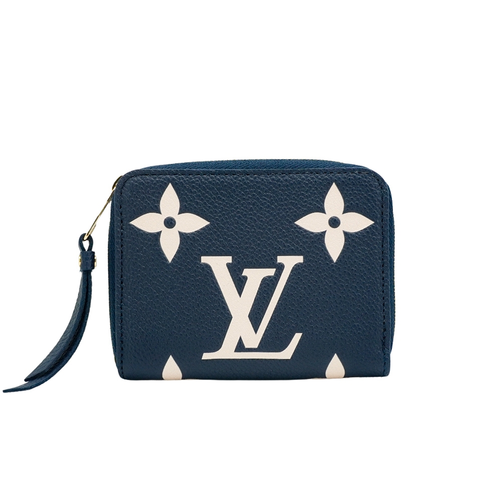 Louis Vuitton LV路易威登Zippy 壓花牛皮拉鍊零錢包(M83606-海軍藍