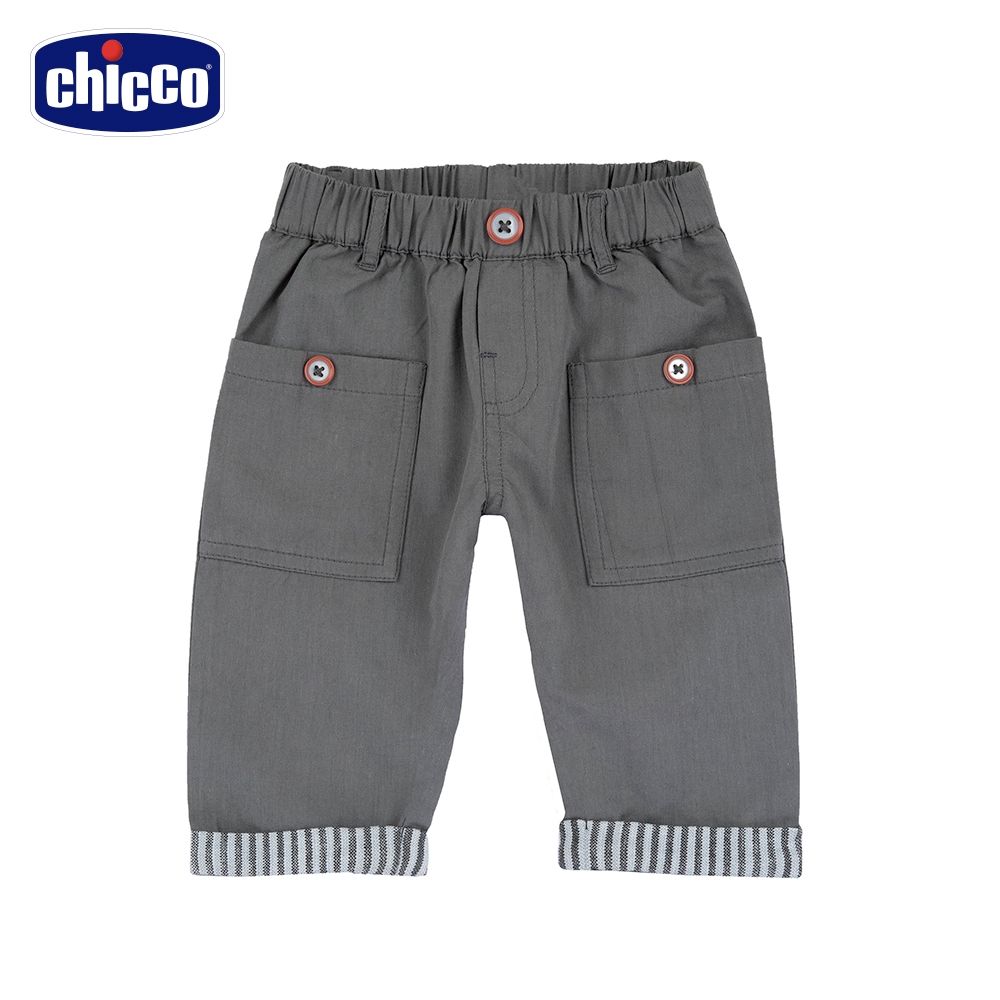 chicco官方直營-南非探險-褲口剪接條紋反折長褲