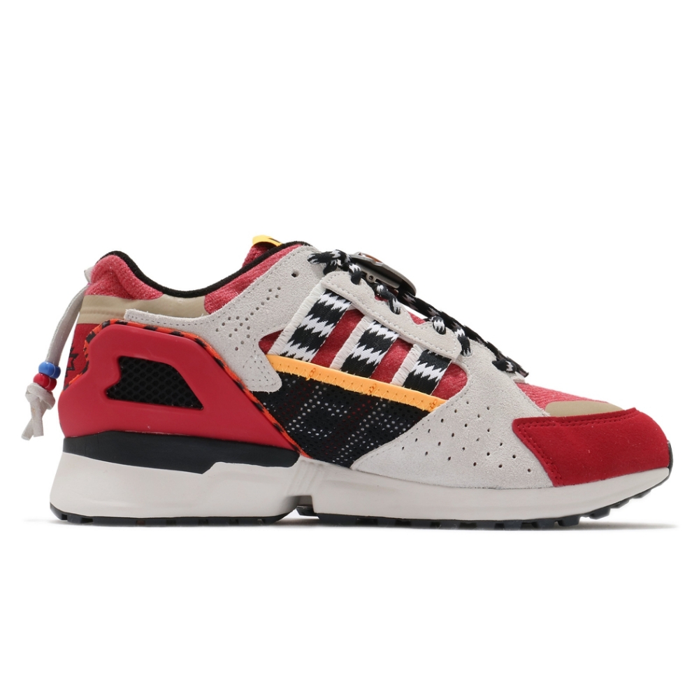 ふう adidas 休閒鞋ZX 10000 復古男鞋愛迪達三葉草民俗風異材質拼接灰紅