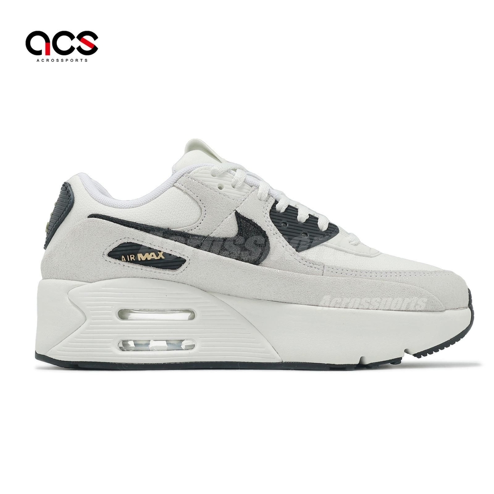 Nike 休閒鞋Air Max 90 LV8 女鞋米白黑厚底增高氣墊運動鞋HQ3497