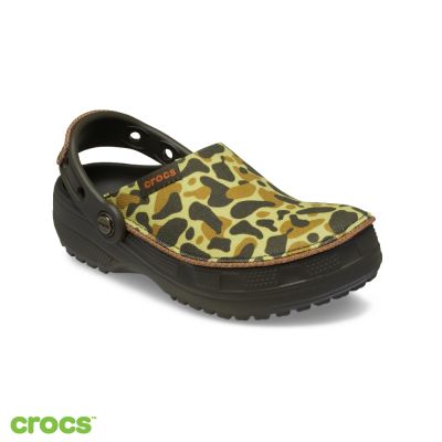 Crocs卡駱馳 (童鞋) Crafted Camo 經典輕走迷彩小克駱格 K 大童 深橄欖色 213973-3DK