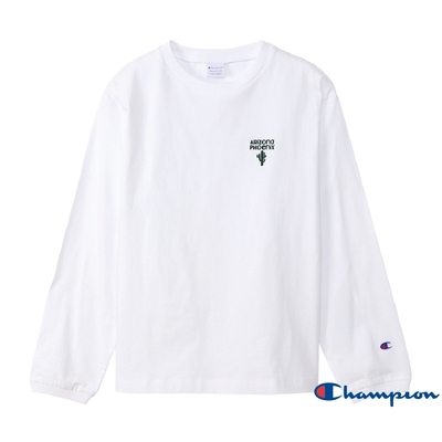 Champion Women刺繡地名長袖Tee(白色)
