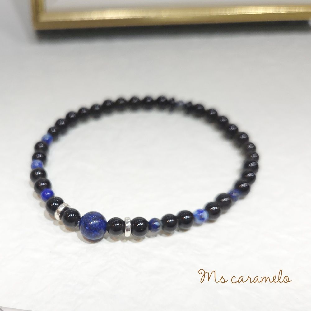 【焦糖小姐 Ms caramelo】黑曜石青金石手鍊
