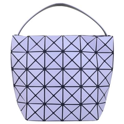 ISSEY MIYAKE 三宅一生 BAOBAO 淺紫色皮質三角格4x5肩背/手提小包