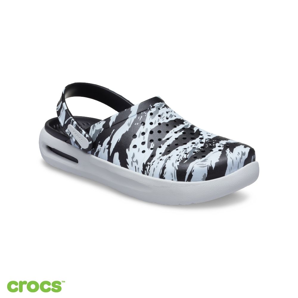 Crocs卡駱馳 (中性鞋) InMotion 舒樂虎紋印花克駱格 -黑色/白色 214732-066