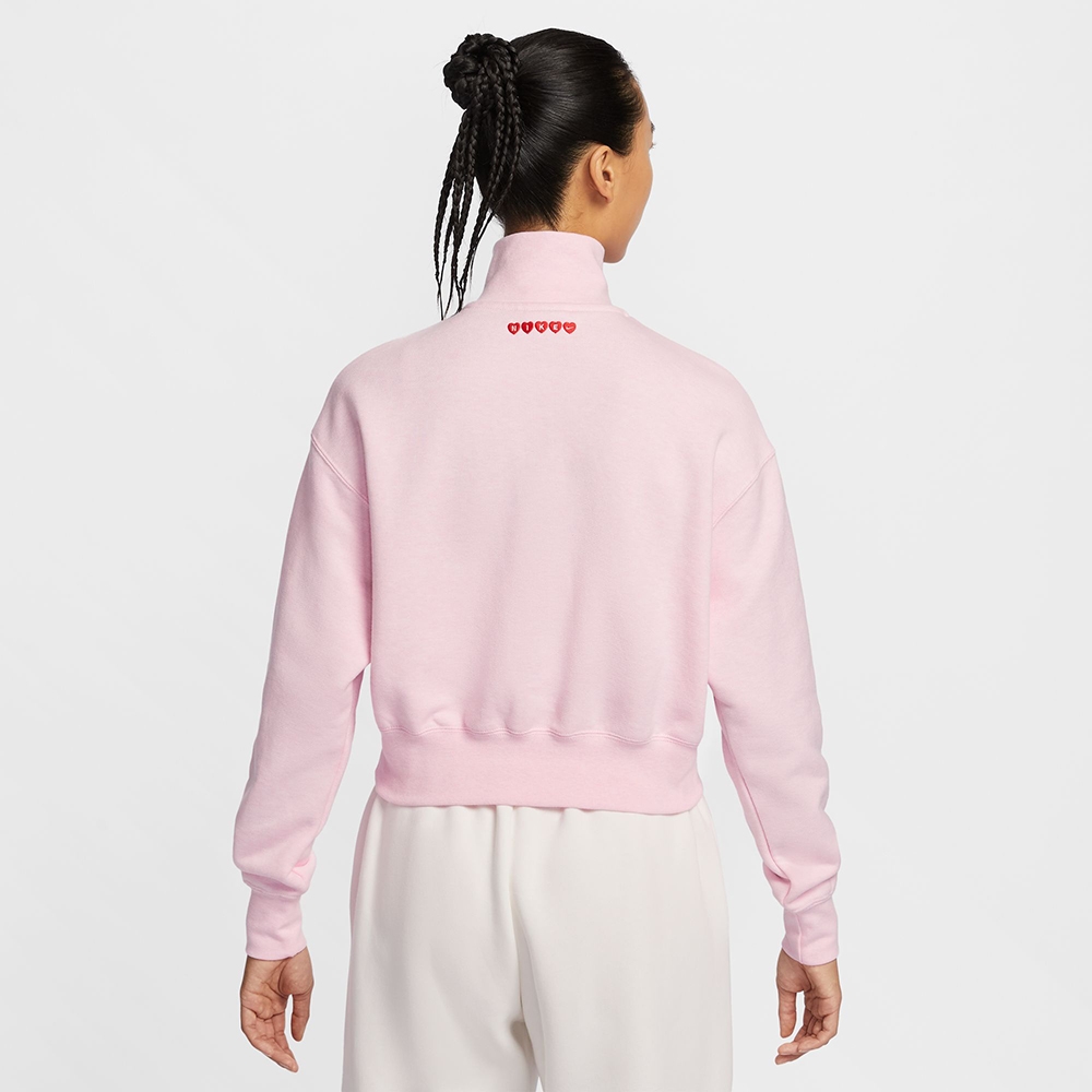 NIKE 長袖上衣女磨毛AS W NSW PHNX FLC QZ CROP GCEL 粉HV8731-663