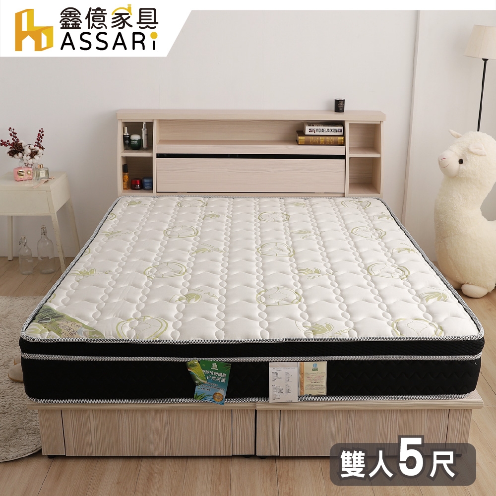 ASSARI-盧斯乳膠蘆薈紗三線高迴彈硬式彈簧床墊-雙人5尺