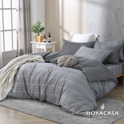 HOYACASA 100%精梳棉雙人兩用被床包四件組-托斯卡尼(天絲入棉30%)