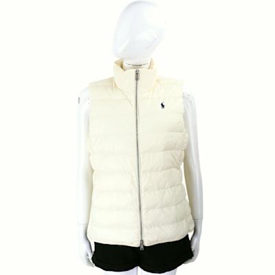 Polo Ralph Lauren 小馬刺繡防潑水米黃絎縫尼龍背心(女款)