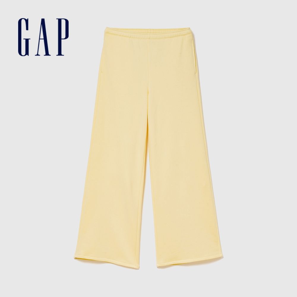 【GAP】VintageSoft寬褲管運動褲-玉米黃(672610) (玉米黃)