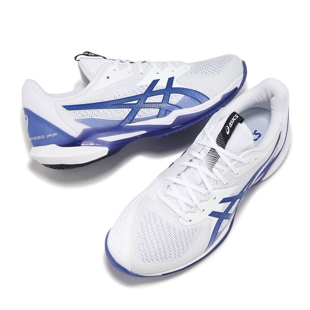 Asics 網球鞋Solution Speed FF 3 男鞋白藍法網配色回彈抓地運動鞋亞瑟