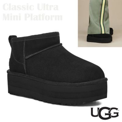 【UGG】女 Classic Ultra Mini Platform 羊毛防潑水透氣麂皮高跟厚底雪靴.雪鞋UG1135092 BLK 黑